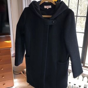 Hooded black wool jacket